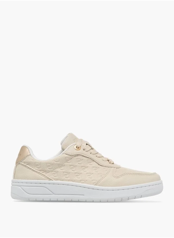 بابريكا Women's Monogram Embossed Sneakers With Lace-Up Closure