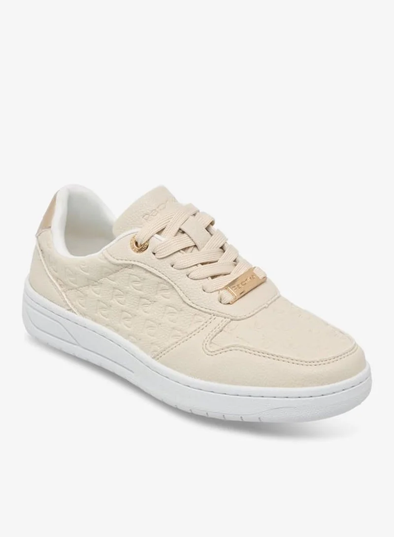 Paprika IVORY Women's Monogram Embossed Sneakers With Lace-Up Closure for Women | Best Price UAE