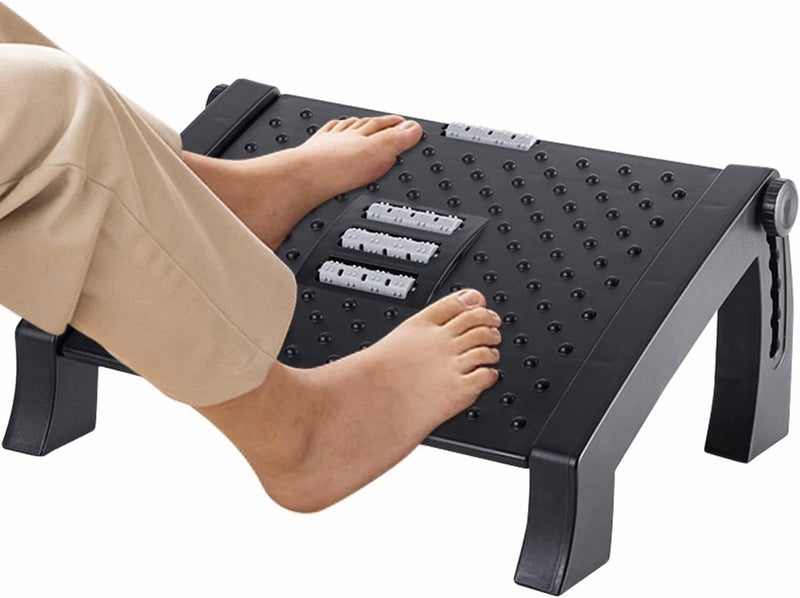 JAPTI Adjustable Foot Rest for Office Chair with Massage Texture and Roller Ergonomic Footrest under Desk with 6 Heights for Leg Resting Stool Home Office Table and Sofa 1PcsMulti Color - Image 1