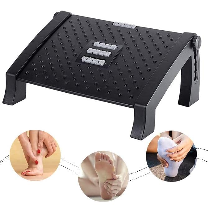 JAPTI Adjustable Foot Rest for Office Chair with Massage Texture and Roller Ergonomic Footrest under Desk with 6 Heights for Leg Resting Stool Home Office Table and Sofa 1PcsMulti Color - Image 3