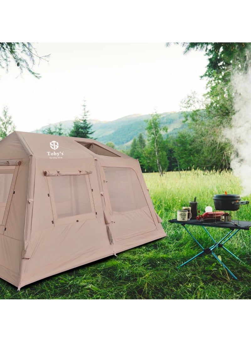 توبيز خيمة تخييم Tobys القابلة للنفخ - 04 مع مضخة، خيام تخييم فاخرة تتسع من 6 إلى 8 أشخاص، مزودة بأبواب ونوافذ شبكية - Image 5