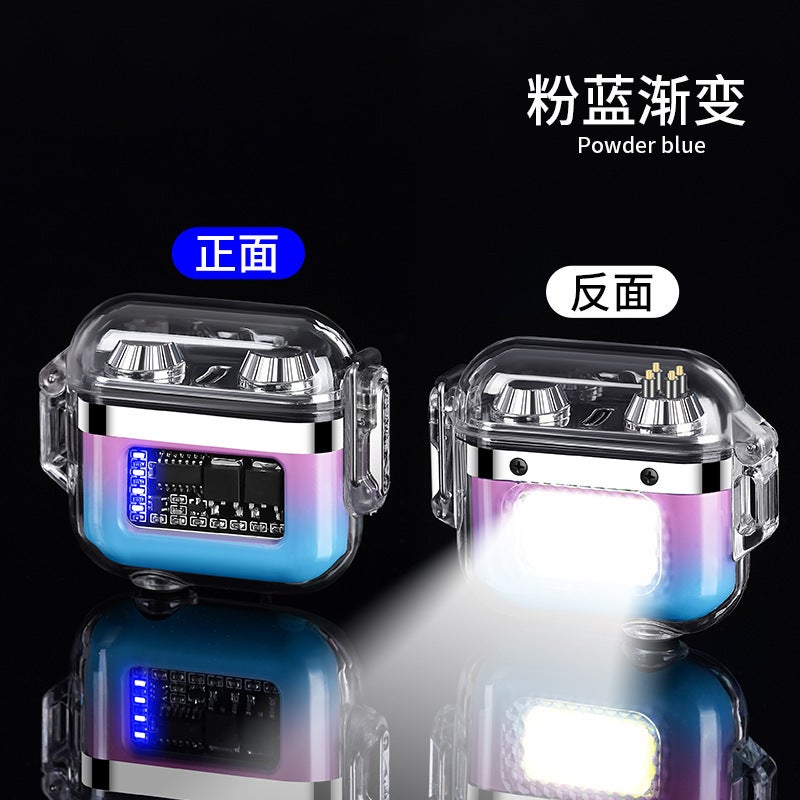 New Outdoor Waterproof With Lighting Arc Lighter Transparent Shell Charging Lighter Supply - Image 1