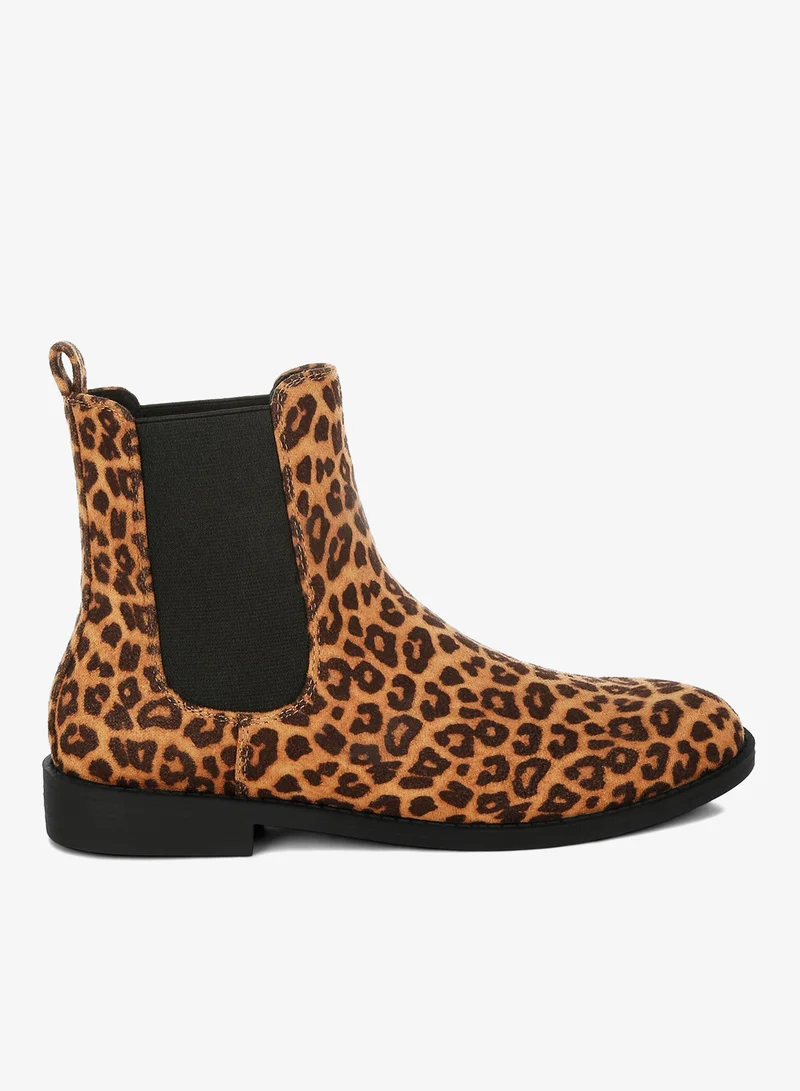 London Rag Women's Low Block Heel Chelsea Boots In Leopard