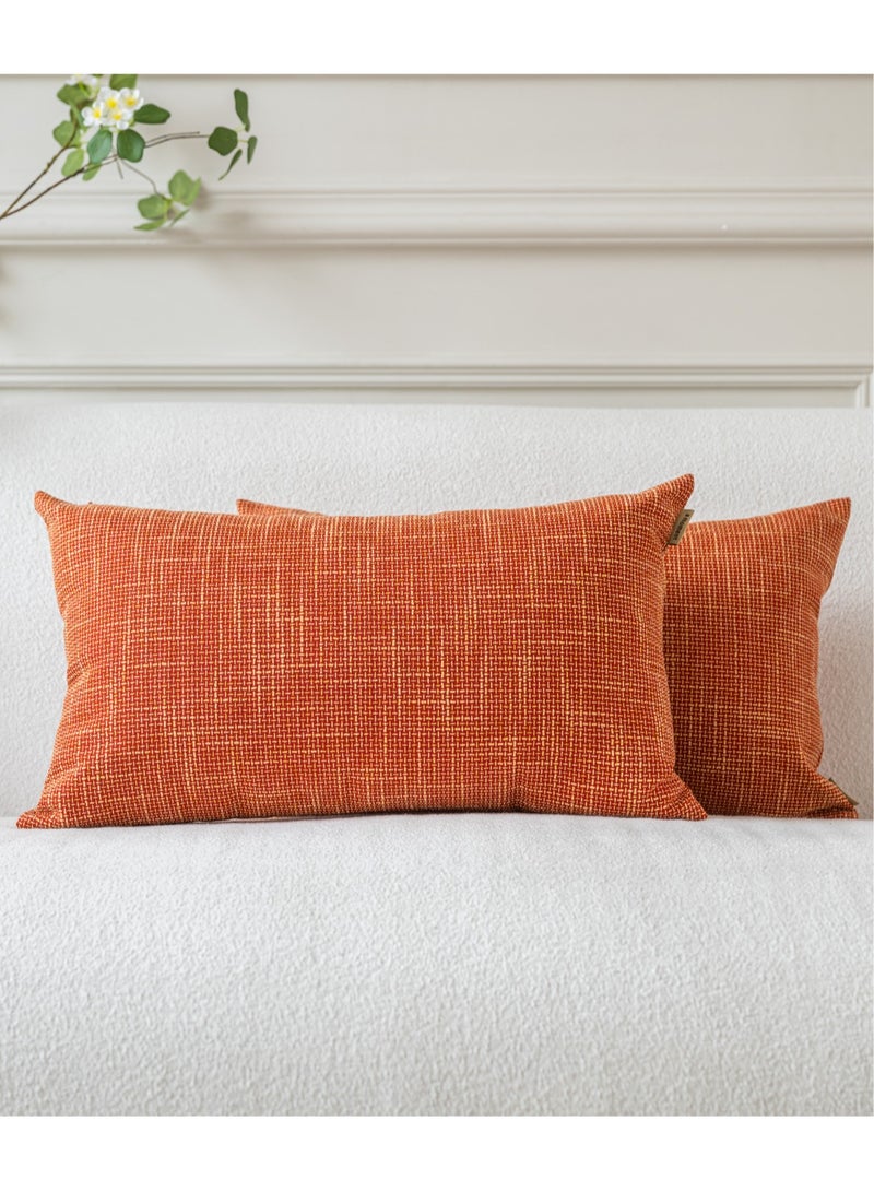 a moment a moment Set of 2 Orange Red Linen Decorative Throw Pillow Covers 30 x 50 CM Farmhouse Pillow Covers with Cross for Couch Sofa Bed Living Room Home Decor  - Image 1