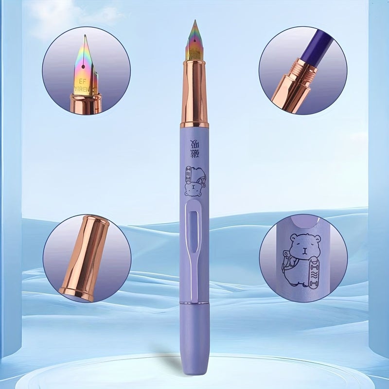 1pc Erasable Fountain Pen With Magnetic Design Featuring 0.38mm Colorful Iridium Nib Purple Suitable For Office And School Supplies - Image 5