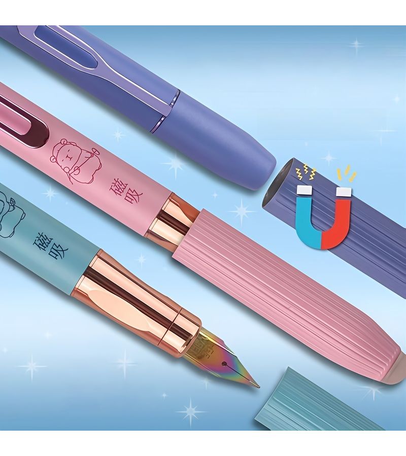 1pc Erasable Fountain Pen With Magnetic Design Featuring 0.38mm Colorful Iridium Nib Purple Suitable For Office And School Supplies - Image 4