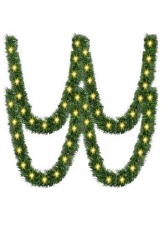 Timoo Timoo 30FT Green Christmas Garland 2 Pack Christmas Tree Garland Greenery Garland Christmas Pine Garland with 100 Count Clear Incandescent Christmas Tree Garland for Indoor Outdoor Tree Garland  - Image 1