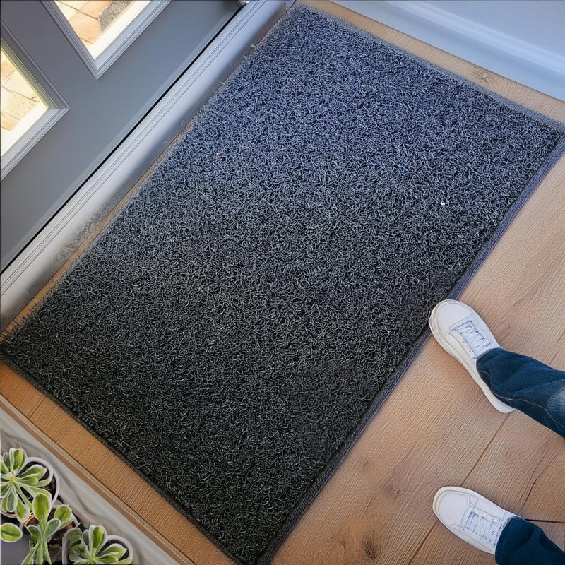 Purav Light Non-Slip Rectangular Kitchen Floor Rug Mats with Rubber Back Outdoor Entrance Mat for Balcony Home Dirt Trapper Foot Mat, 2x1 feet, Grey - Image 1