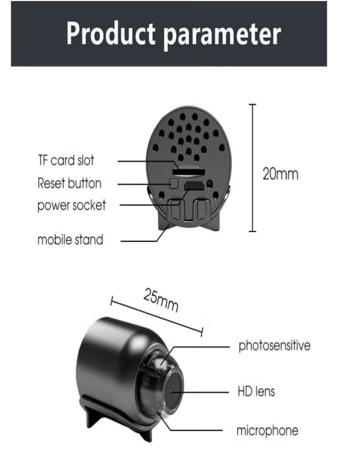 AROAQ - NEW X5 Mini Camera HD1080P Compact Wireless WIFI Camera with Cyclic Recording Function Suitable for Outdoor Camping and Home Use - Image 1