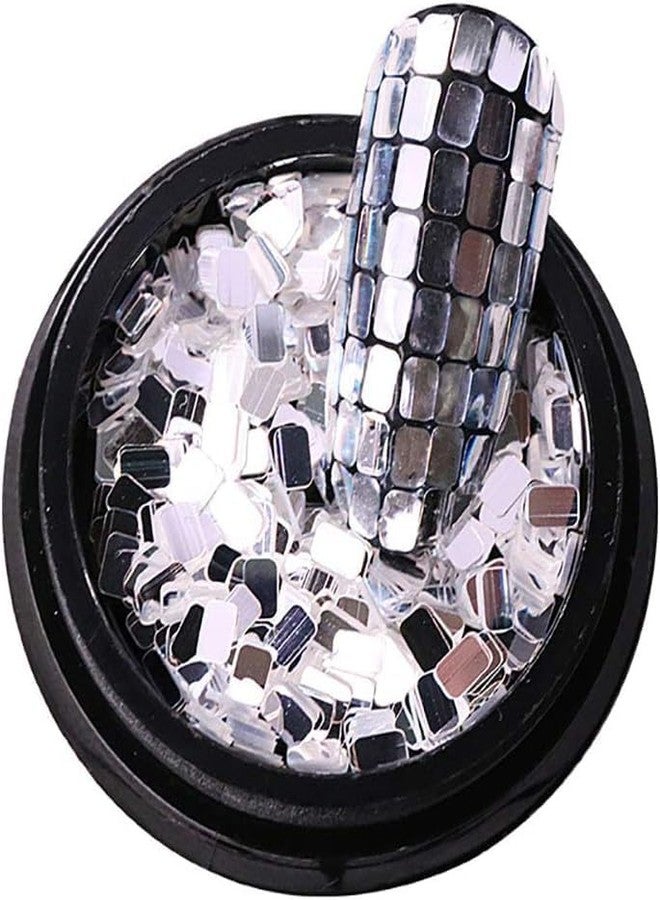 GANPUB Nail Sequins Silver Square Sequins Nail Art Supply for Nails Decoration Makeup DIY Arts Crafts Nail Art and Polish - Image 1