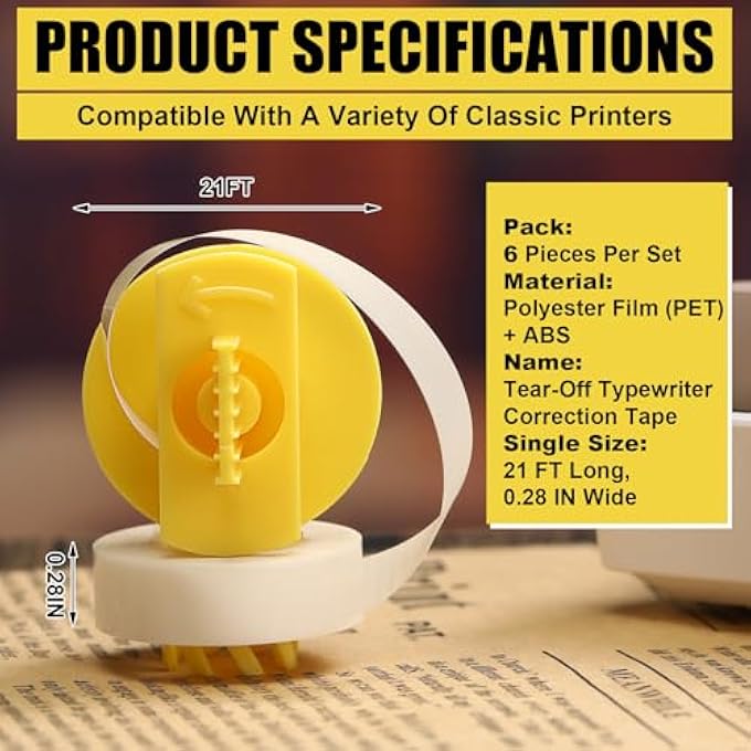 6 PCS CORRECTION TAPES, LIFT-OFF TYPEWRITER CORRECTION RIBBON FOR OFFICE & HOME USE(6.5M X 7MM EACH) - Image 2