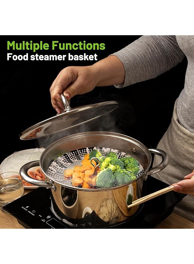 KASTWAVE Stainless Steel Food Steamer Basket, Veggie Fish Seafood Steamer Basket For Cooking, Folding Expandable Steamers Fits For Various Size Pots & Pans (6.4" To 10") - Image 4