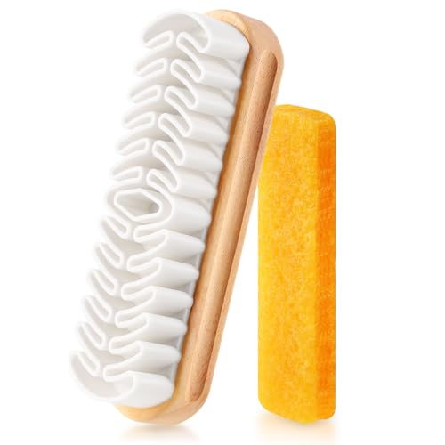 ZJoey 2 Pcs Suede Shoe Brush Nubuck Leather Cleaner Shoes Shine Dauber Crepe Applicators Set with Cleaning EraserBrush with Eraser - Image 1