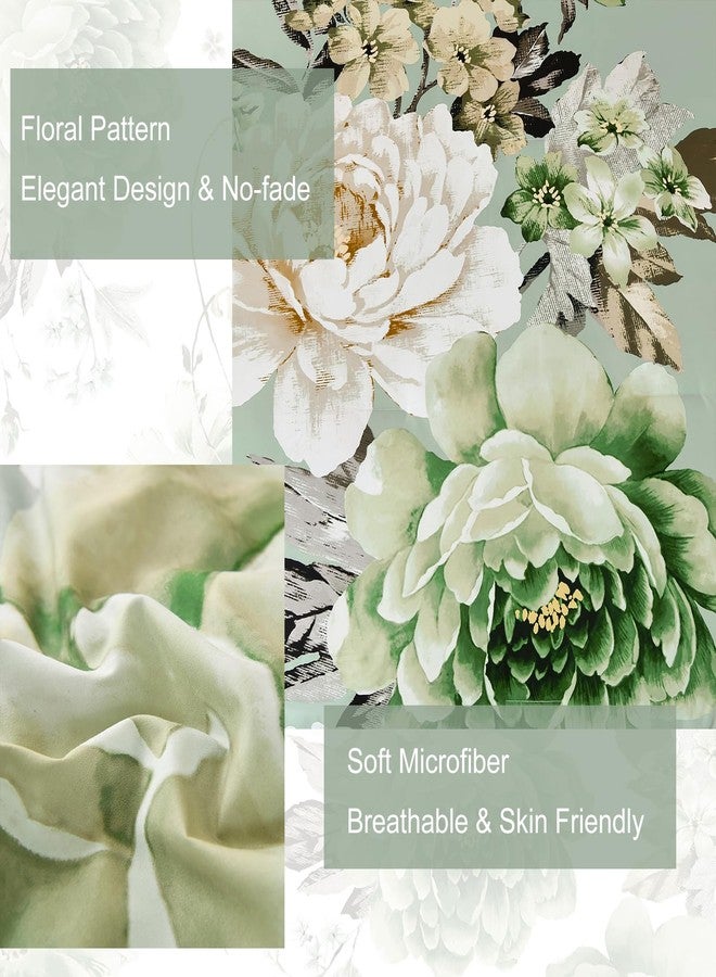 Dintszyayue Queen Sage Green Comforter Set,7 Pieces Green Floral Bed in a Bad Elegant Flower Print Bedding Set Soft Microfiber Bed Set for All Season with Flat Sheet, Fitted Sheets, Pillowcases&Shams - Image 4