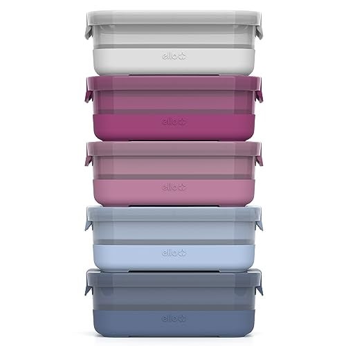 Ello Plastic 3.7 Cup Meal Prep Set 10 Pc, 5 Pack Set - BPA Free Plastic Food Storage Container with Silicone Boot and Airtight Lids, Dishwasher, Microwave, and Freezer Safe, Elderberry - Image 1