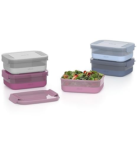 Ello Plastic 3.7 Cup Meal Prep Set 10 Pc, 5 Pack Set - BPA Free Plastic Food Storage Container with Silicone Boot and Airtight Lids, Dishwasher, Microwave, and Freezer Safe, Elderberry - Image 4