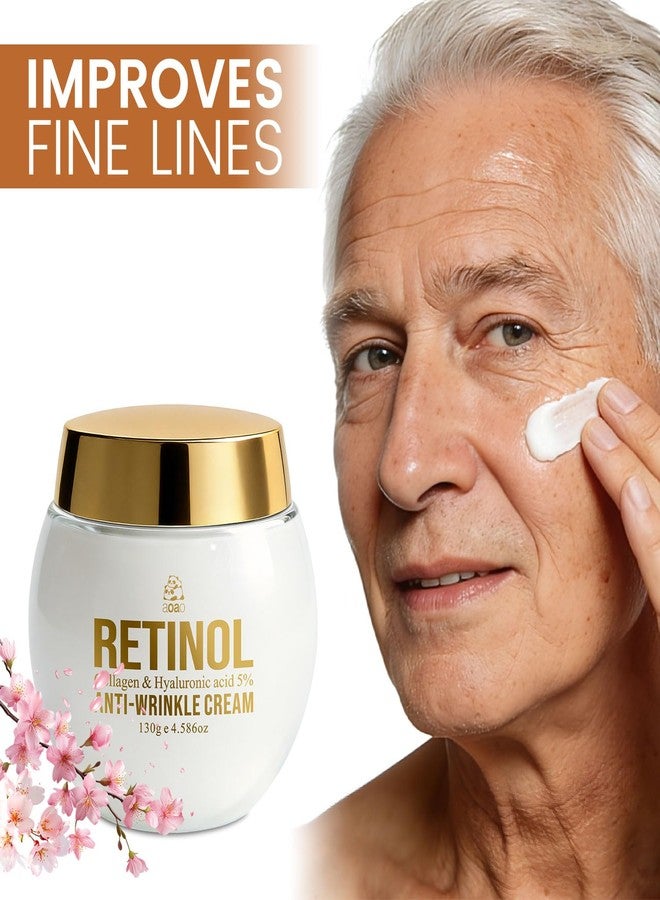 AOAO Retinol Face Cream for Men with Hyaluronic Acid, Hydrating & Anti Wrinkle Moisturizer, Gentle Nourishing for Sensitive Skin, Even Skin Tone, Plumps & Soothes Daily Face Body Moisturizer, 4.59oz - Image 4