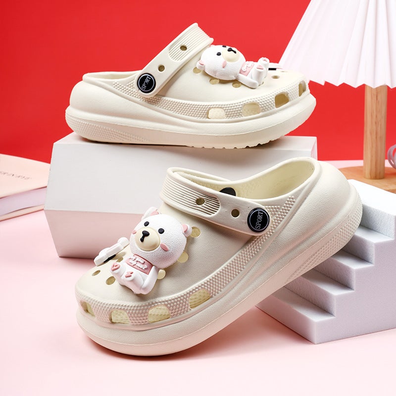 Croc Shoes For Kidsren, Middle And Large Kidsren, Cute Cartoon Breathable Sandals, Toe-Toe Thick-Soled Non-Slip Dual-Purpose Outer Slippers - Image 3