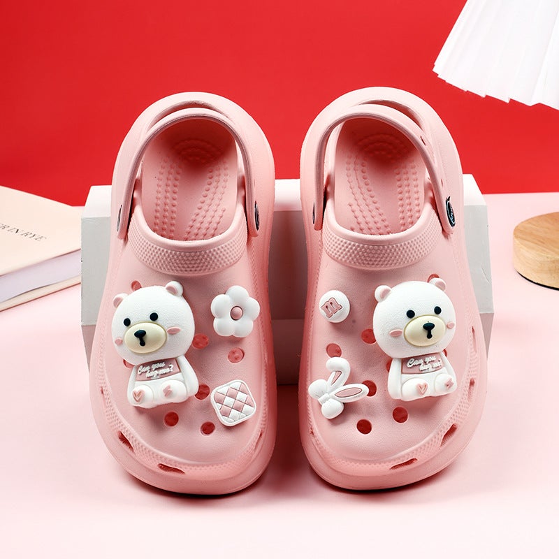 Croc Shoes For Kidsren, Middle And Large Kidsren, Cute Cartoon Breathable Sandals, Toe-Toe Thick-Soled Non-Slip Dual-Purpose Outer Slippers - Image 1