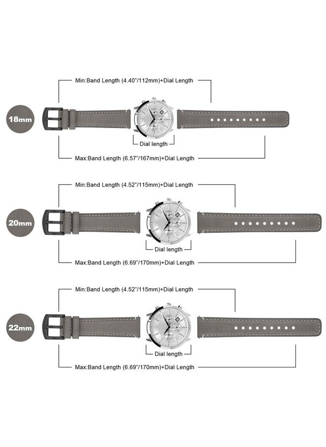 Fullmosa Fullmosa 22mm Quick Release Watch Straps,Burnished Leather Watch Band for Fossil Gen 5/Gen 5E /Gen 6 44mm/Samsung Galaxy 46mm/Gear S3 Frontier/Huawei GT 3 Pro 46mm, Grey+Black  - Image 5