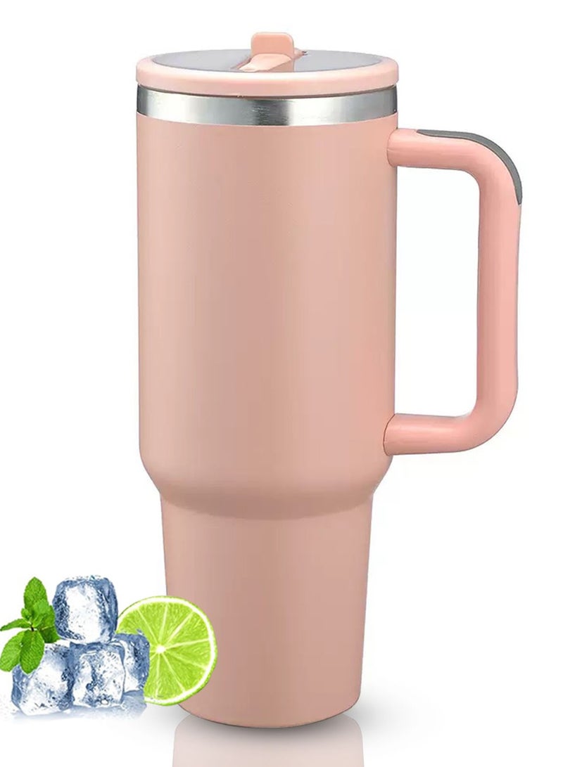 40 oz Water Bottle with Handle and Flip Straw - Fits in Cup Holder, Leak Resistant 40oz Tumbler Leak Proof Insulated Stainless Steel  - Image 1