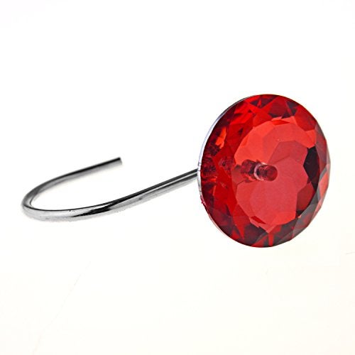 FINROS YUYIKES Shower Curtain Hooks Diamond Shape Shower Rings/Round Acrylic Decorative Rhinestones Bling Rolling Bathroom Bath Set of 12 Rings - Image 5