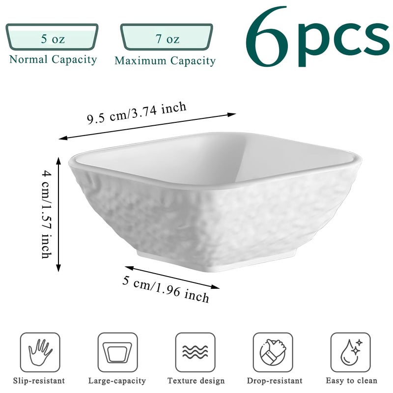 Kyraton Dip Bowls Set 6pcs 6oz, White Plastic Dipping Bowls Soy Sauce Plate for Side Dishes, Condiment Server for Tomato Sauce, Ketchup, Vinegar, BBQ and Party Dinner, Mini Appetizer Plates. - Image 2