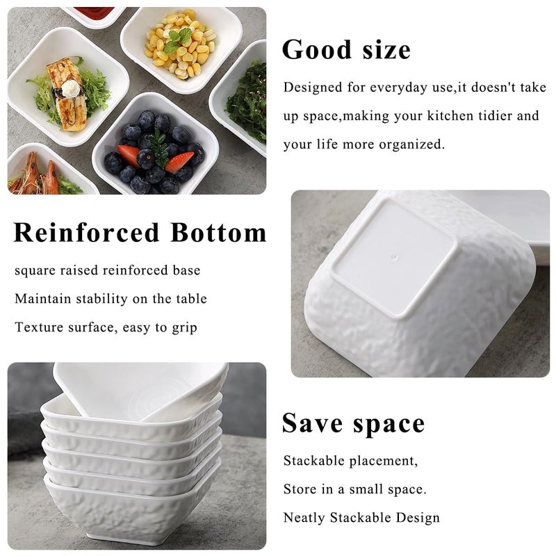 Kyraton Dip Bowls Set 6pcs 6oz, White Plastic Dipping Bowls Soy Sauce Plate for Side Dishes, Condiment Server for Tomato Sauce, Ketchup, Vinegar, BBQ and Party Dinner, Mini Appetizer Plates. - Image 4