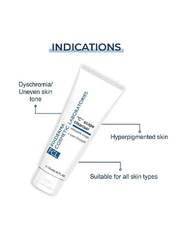 FIXDERMA COSMETIC LABORATORIES - منظف سي سكيب - منظف فيتامين سي - غسول مفتح للوجه - يقشر الخلايا الميتة - يفتح مسام الجلد - يقلل الخطوط الدقيقة والتجاعيد - خالٍ من البارابين (75 مل) - Image 1