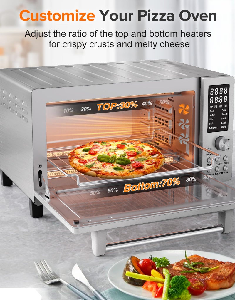 Nuwave Bravo Pro Smart 21QT Toaster Oven Air Fryer Combo, Convection Oven Countertop, 10 functions all in 1, with even & quick crisp technology, 50-450°F, 1800W, Stainless Steel - Image 5