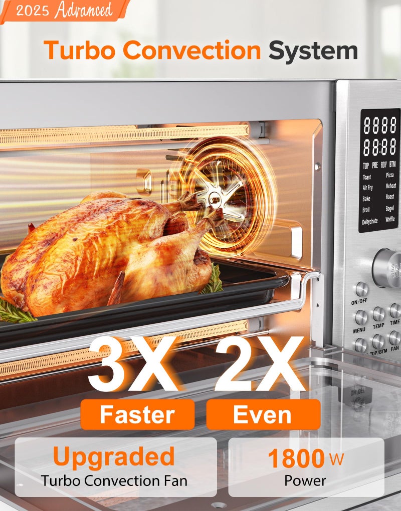 Nuwave Bravo Pro Smart 21QT Toaster Oven Air Fryer Combo, Convection Oven Countertop, 10 functions all in 1, with even & quick crisp technology, 50-450°F, 1800W, Stainless Steel - Image 2