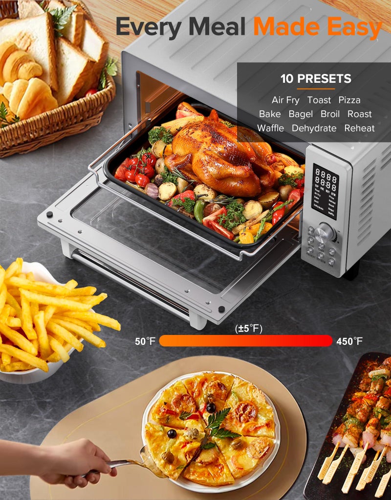 Nuwave Bravo Pro Smart 21QT Toaster Oven Air Fryer Combo, Convection Oven Countertop, 10 functions all in 1, with even & quick crisp technology, 50-450°F, 1800W, Stainless Steel - Image 3