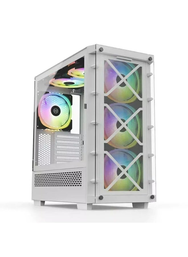 كي قيمنق Mid Tower ARGB PC Case - White - Image 1