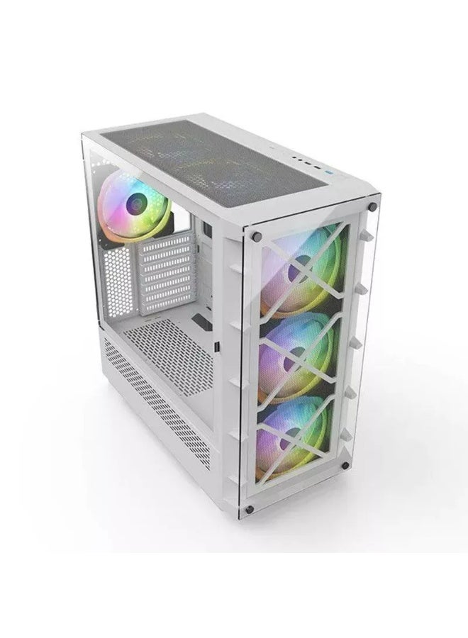 كي قيمنق Mid Tower ARGB PC Case - White - Image 3