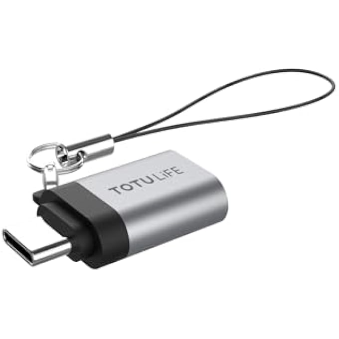 Totulife محول USB-A إلى TYPE-C OTG بسرعة 5 جيجابت في الثانية، رمادي - Image 1