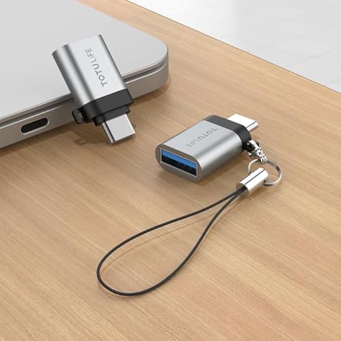 Totulife محول USB-A إلى TYPE-C OTG بسرعة 5 جيجابت في الثانية، رمادي - Image 2