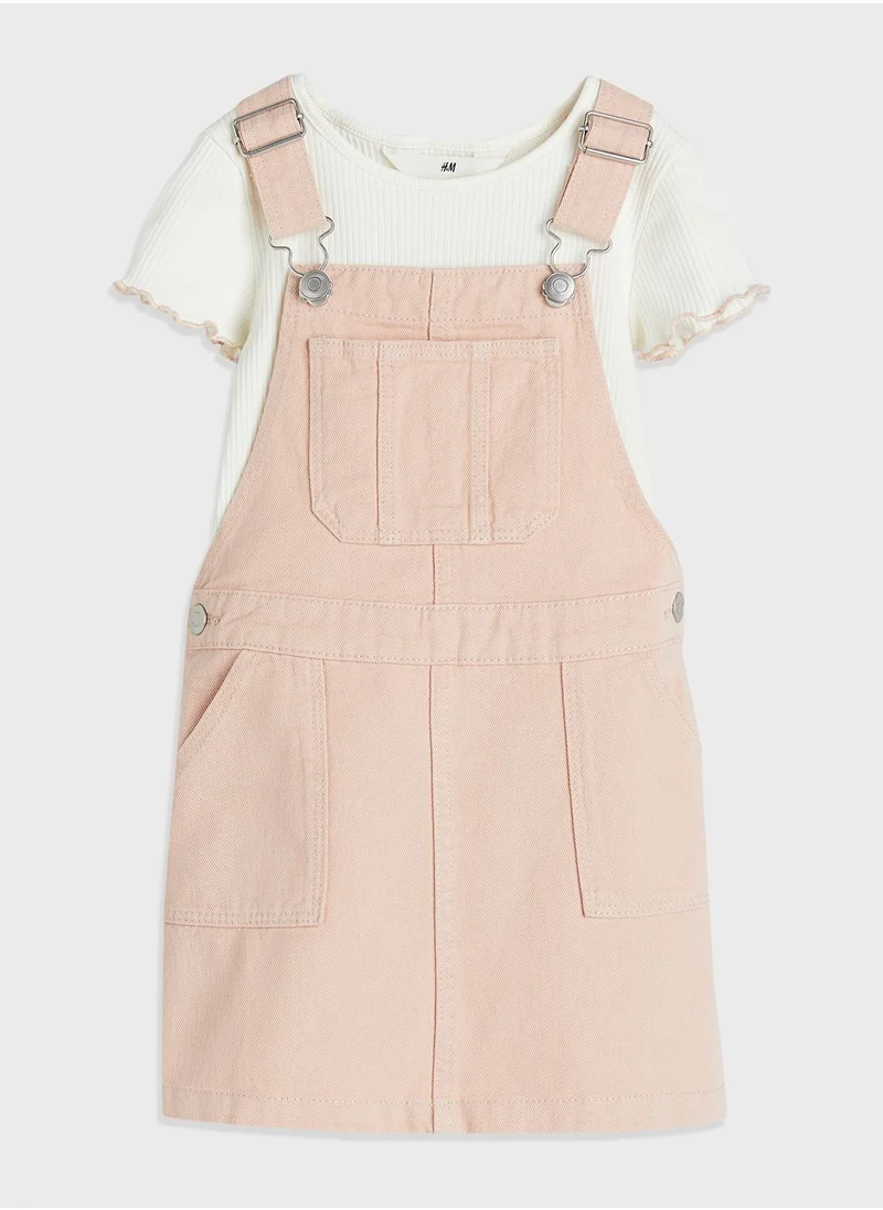 H&M Kids Denim T-Shirt & Dungaree Set