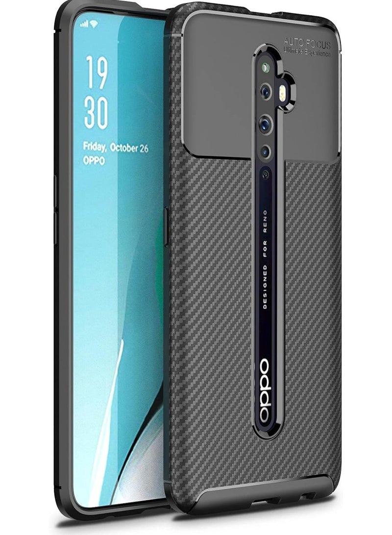 أوتو فوكس جراب حمايه سيليكون تصميم1 مقاوم للصدمات حمايه للكاميرا متوافق مع Oppo Reno 2F / 2Z (اسود) - Image 1