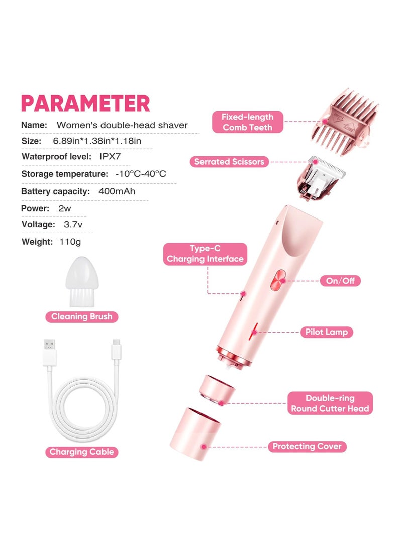 Generic Women's bikini trimming, dual ceramic blade electric shaver, painless hair removal for face, body and personal parts, 90 minute wireless running time, waterproof travel beauty set - Image 2