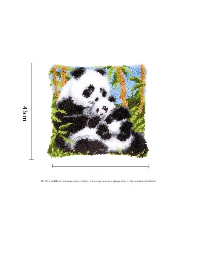 NeeMee Cute Parent Baby Panda Bamboo Latch Hook Throw Pillow Cover Nature Animal Home Decor Cushion Case - Image 2