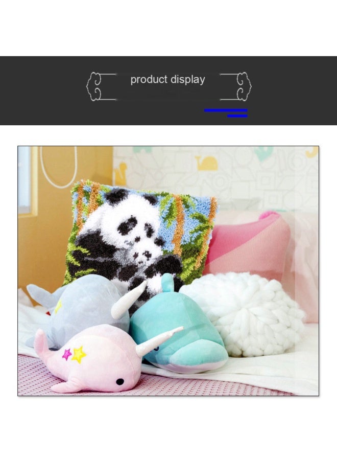 NeeMee Cute Parent Baby Panda Bamboo Latch Hook Throw Pillow Cover Nature Animal Home Decor Cushion Case - Image 3