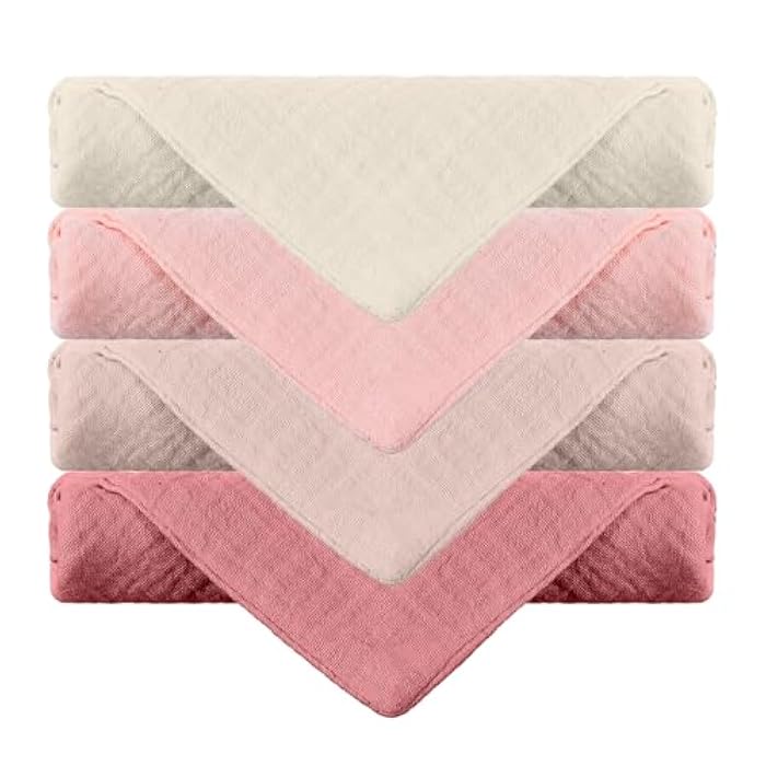 Hpmjz 4 Pcs Muslin Face Cloths Soft Wash Towels Cotton Absorbent Cloths Makeup Remover Cloth Reusable Washcloths for Skin Care Facial Makeup Daily Cleansing Travel Women Men Adult - Image 1