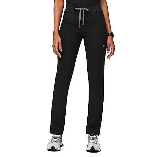 FIGS YOLA High Waisted Skinny Scrub Pants for Women - Black, Tall M - Image 1