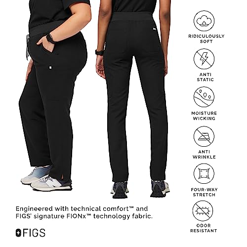 FIGS YOLA High Waisted Skinny Scrub Pants for Women - Black, Tall M - Image 3