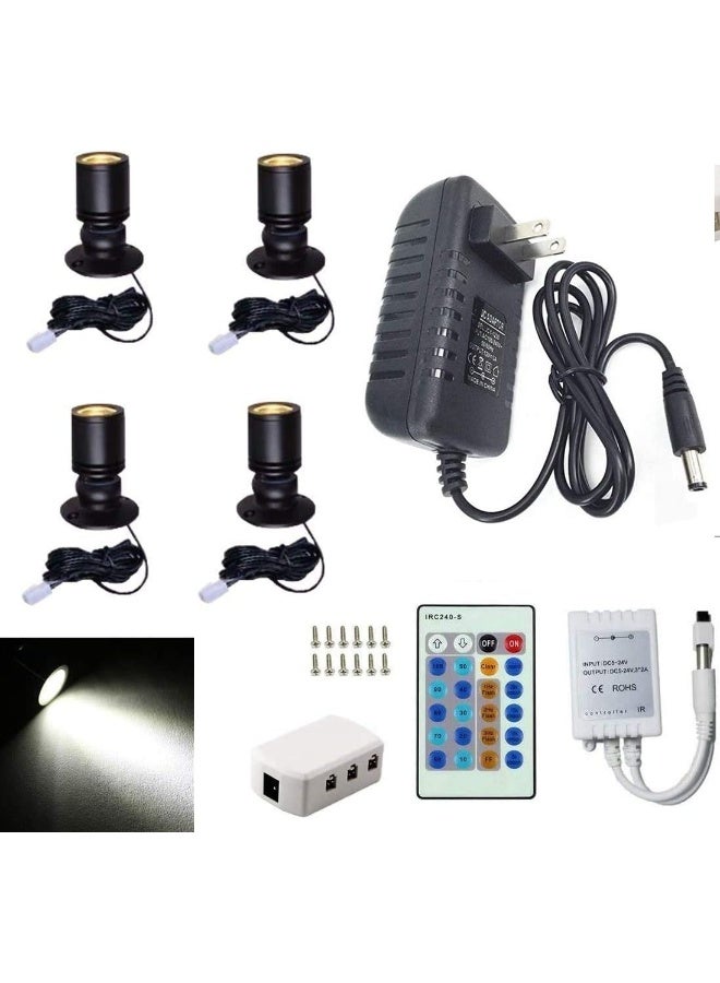 Jorunhe 1.5w White LED Mini Surface Mounted Light Jewelry Cabinet Lamp Spotlight Ac85-265v (Pack-4,Cold White 6000k) - Image 1