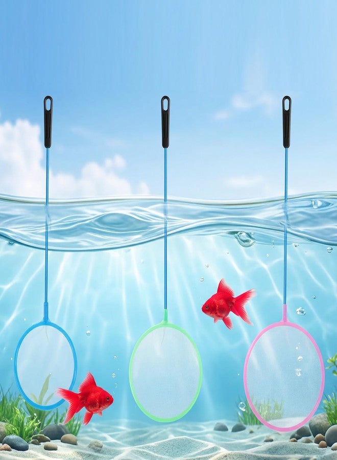 Psiriol 3 Pcs Aquarium Fish Nets, Plastic Artemia Sieves, Small Fish Net, Brine Shrimp Net, Fish-Tank Skimmer, Aquarium Fish-Tank Tool (3 Sizes, Round, Random Color) - Image 3