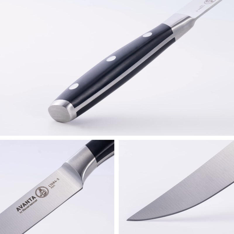Messermeister Avanta 5â€ Fine Edge Steak Knife Set - German X50 Stainless Steel - Rust Resistant & Easy to Maintain - Includes 4 Steak Knives - Image 4