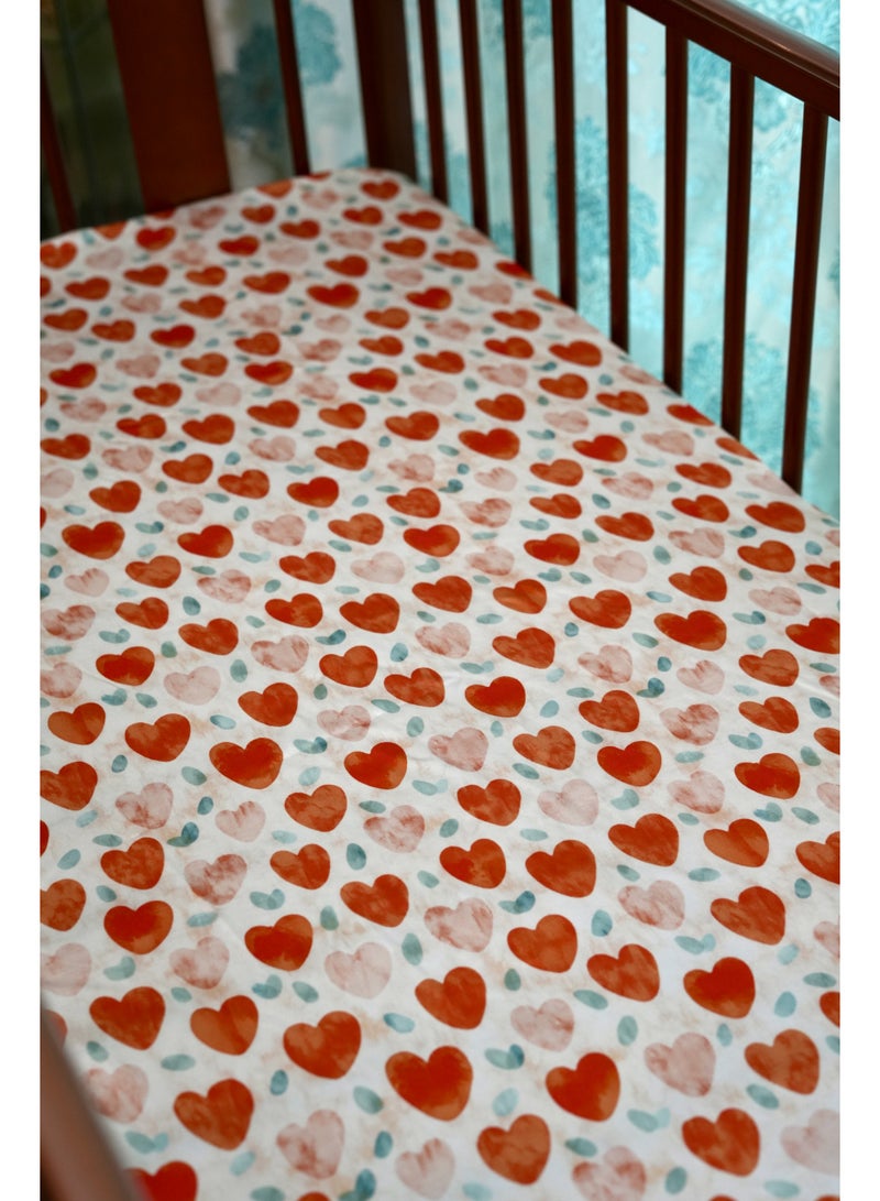 Silk Me 100% Pure Mulberry Silk Fitted Crib Sheet for Baby 22 Momme - Bald Spots, Hair Loss & Knotting Prevention - Crib/Cot/Craddle/Bassinet Mattress (60x120cm) Sheet for Boys & Girls - Hearts - Image 1