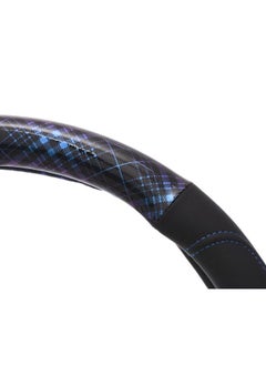 Generic Leather Fiber Comfortable Steering Wheel Cover Compatiable With All Car Models - Black Blue  - Image 2