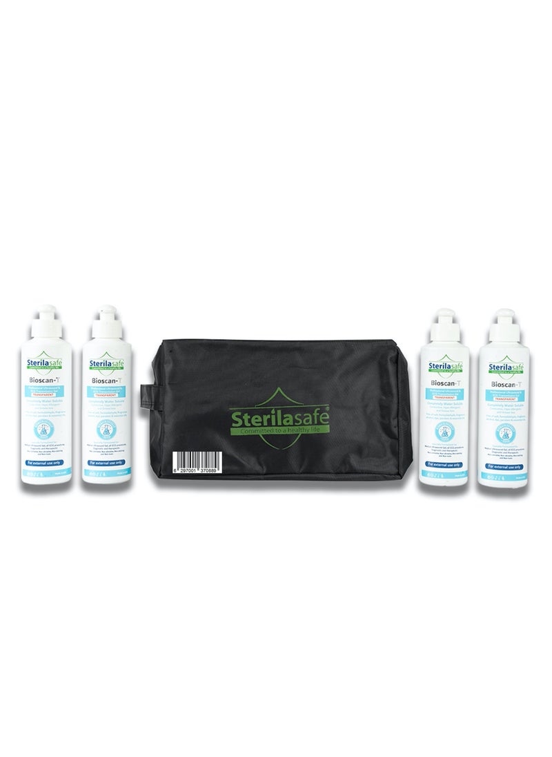 Sterilasafe Sterilasafe BioScan-T Professional ECG Medical Ultrasound Transmission gel, Transparent Gel, For Beauty Application, Gel for Therapeutic Medical, 250 ML (250ml, 4, Count)  - Image 1